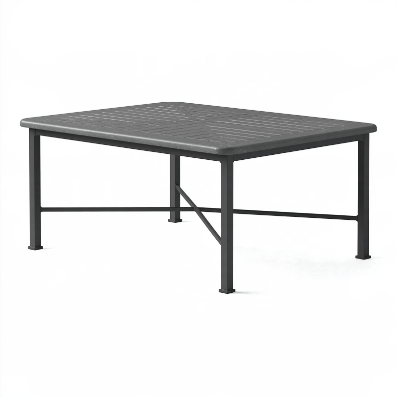 Gartentisch 150 x 90 x 74 cm Kunststoff Metall Dunkelgrau modern