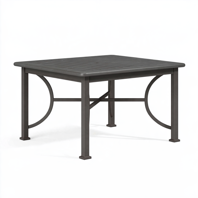 Gartentisch 152 x 97 x 74 cm Metall Anthrazit rechteckiger Esstisch mit Lattenplatte
