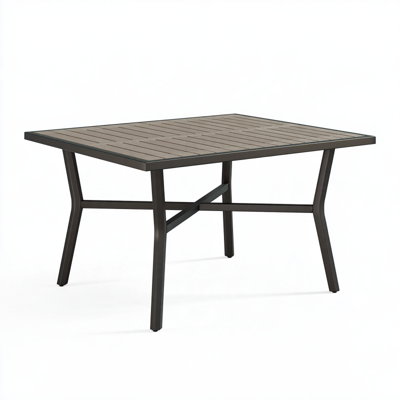 Gartenesstisch 150 x 90 cm Metall Kunststoff Holzoptik Grau Modern