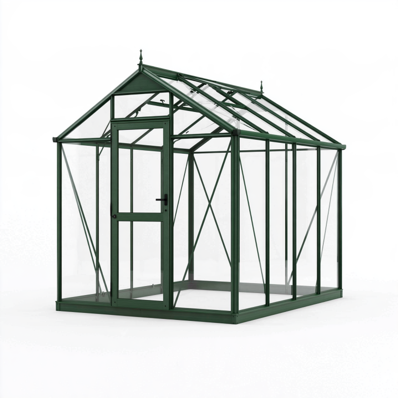 Gewächshaus 190 x 190 x 195 cm Grün Metall mit transparenten Platten für Garten