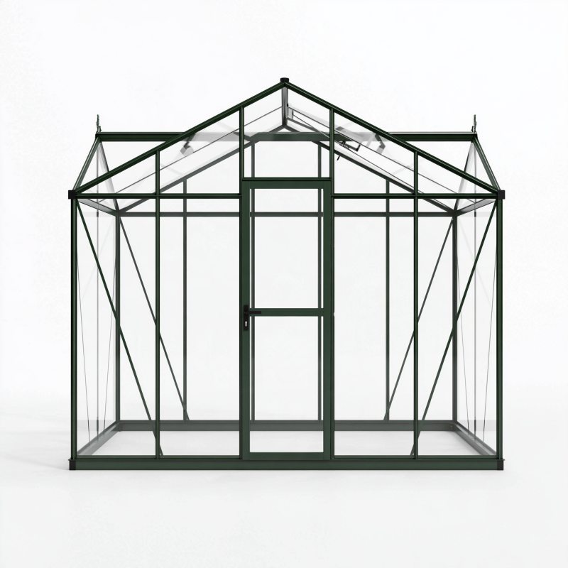 Gewächshaus 240 x 190 x 195 cm Aluminium Dunkelgrün Transparent mit Schiebetür