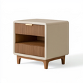 Nachttisch 50 x 40 x 60 cm Holzwerkstoff Kunstleder Creme Braun mit 2 Schubladen