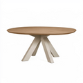 Esstisch 180 x 100 x 75 cm Holzwerkstoff Braun Beige Oval Modernes Kreuzgestell