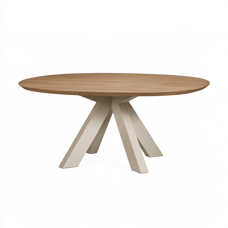 Esstisch 180 x 100 x 75 cm Holzwerkstoff Braun Beige Oval Modernes Kreuzgestell