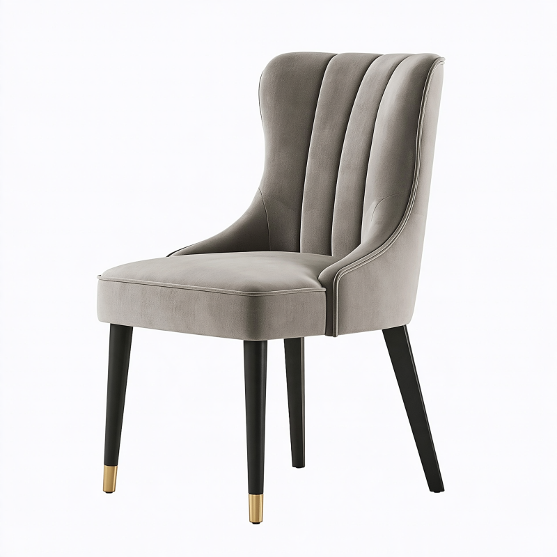 Esszimmerstuhl 58 x 62 x 94 cm Taupe Samtoptik mit hoher Rückenlehne