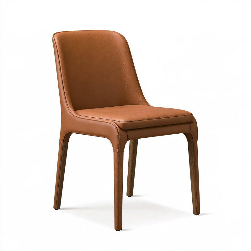 Esszimmerstuhl 48 x 56 x 82 cm Kunstleder Braun mit Holzbeinen